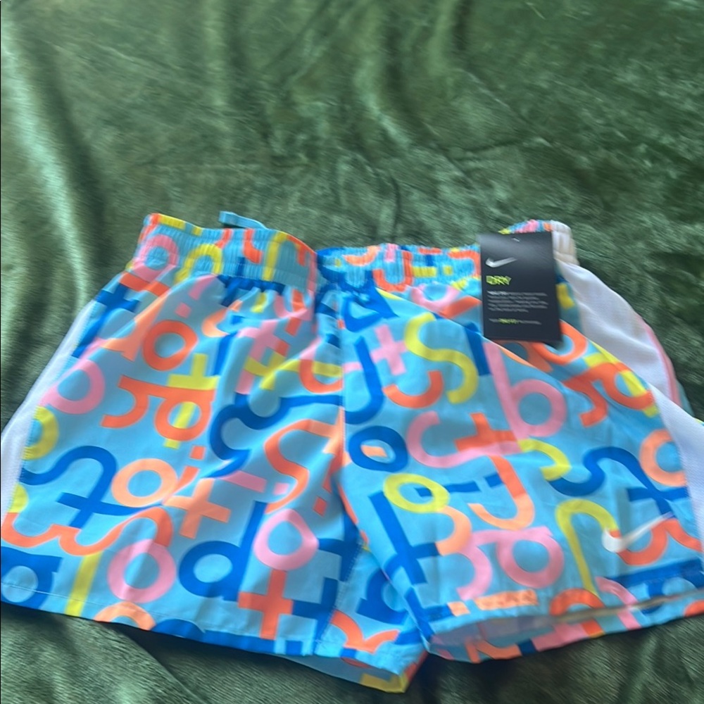 Nike Multicolor Blue Pink Yellow Orange Graphic Athletic Shorts girl’s Sz XL NEW